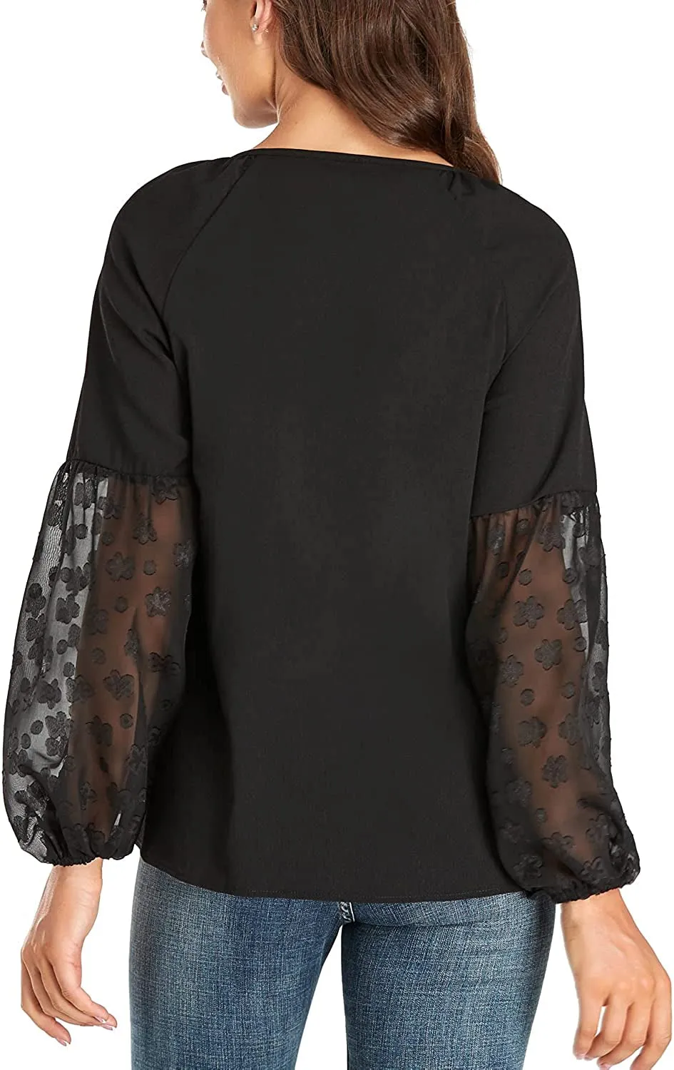 Women's Casual Boho Floral Printed round Neck Long Sleeve Shirt Loose Blouses Tops