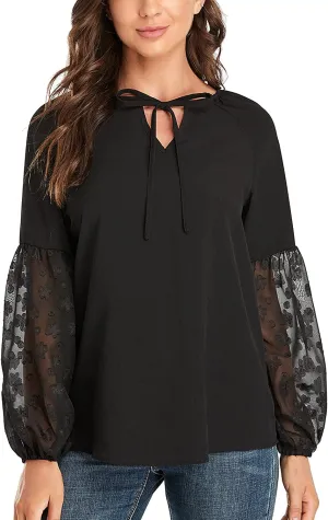 Women's Casual Boho Floral Printed round Neck Long Sleeve Shirt Loose Blouses Tops